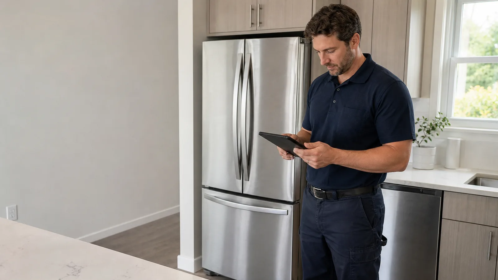 Max Appliance Repair technician in a Brandon kitchen